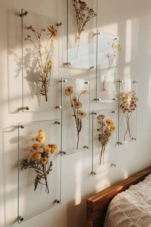 herbier déco murale idée plaque transparente fleurs séchées décoration naturelle maison à faire soi-même herbier déco murale idée plaque transparente fleurs séchées décoration naturelle maison à faire soi-même