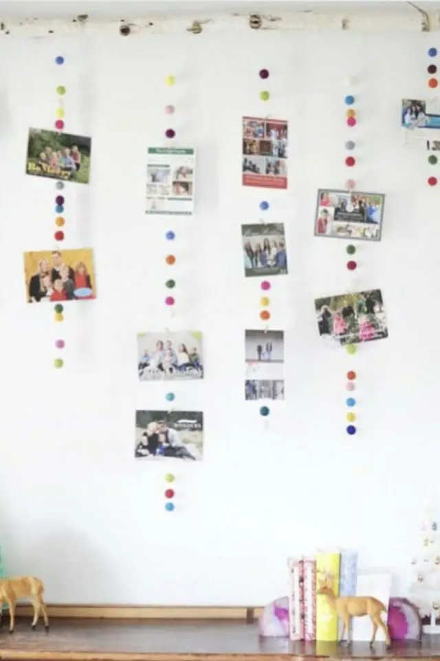 décoration avec perles colorées suspendre photo au mur idée à copier  facile à faire 