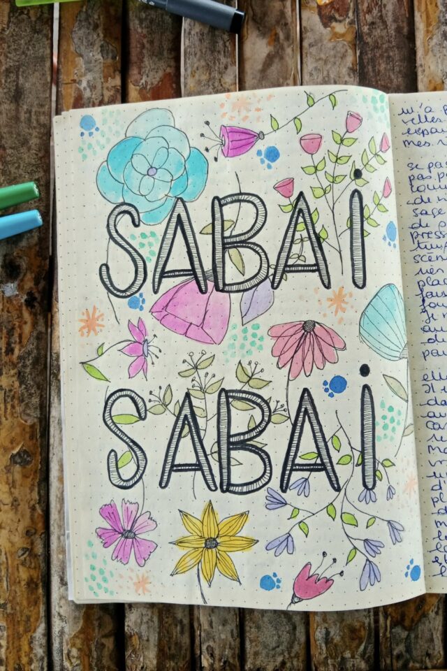 journal de voyage Thaïlande sabai sabai fleur typo dessin fait à la main journal de voyage Thaïlande sabai sabai fleur typo dessin fait à la main