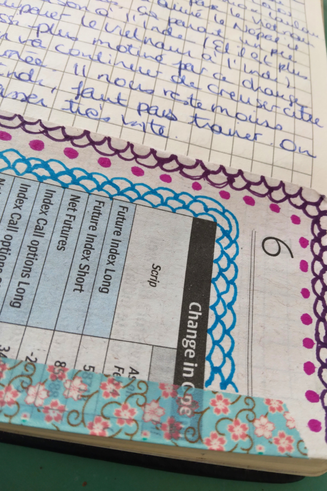 journal de voyage n°1 détail illustration au feutre morceau de journal local journal de voyage n°1 détail illustration au feutre morceau de journal local