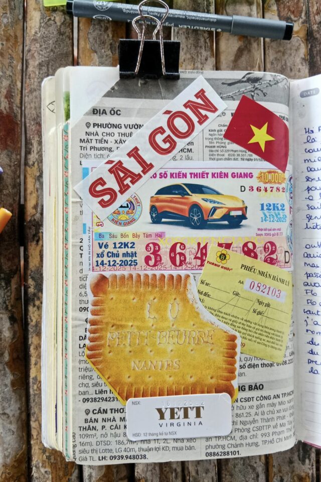 illustration journal de voyage n°5 collage souvenir Vietnam Saigon illustration journal de voyage n°5 collage souvenir Vietnam Saigon