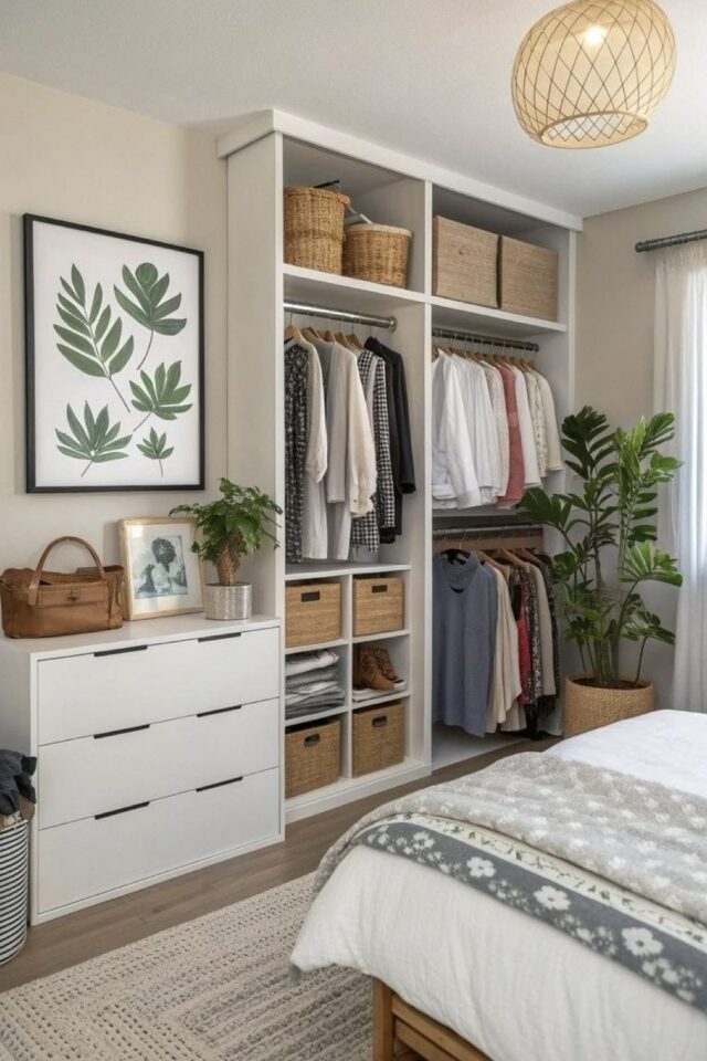 petit meuble dressing ouvert penderie et étagère couplé avec une commode rangement chambre adulte petit meuble dressing ouvert penderie et étagère couplé avec une commode rangement chambre adulte