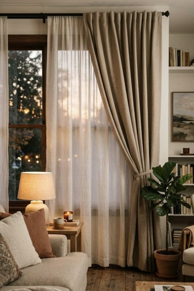 salon cocooning voilage blanc et rideau beige salon cocooning voilage blanc et rideau beige