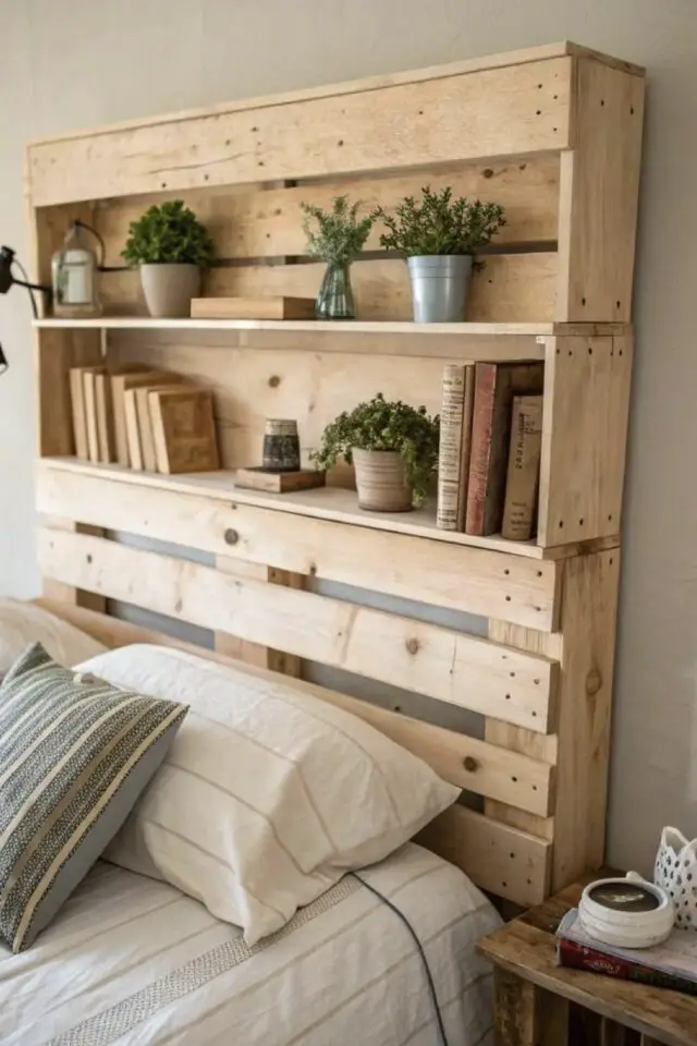 fabriquer tête de lit en palette avec étagères rangement idée déco facile à copier chambre adulte fabriquer tête de lit en palette avec étagères rangement idée déco facile à copier chambre adulte