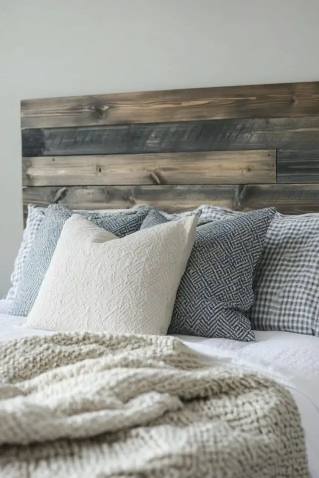 tête de lit bois de palette lasure pour teinter le bois et donner différents reflets idée déco chambre parentale tête de lit bois de palette lasure pour teinter le bois et donner différents reflets idée déco chambre parentale