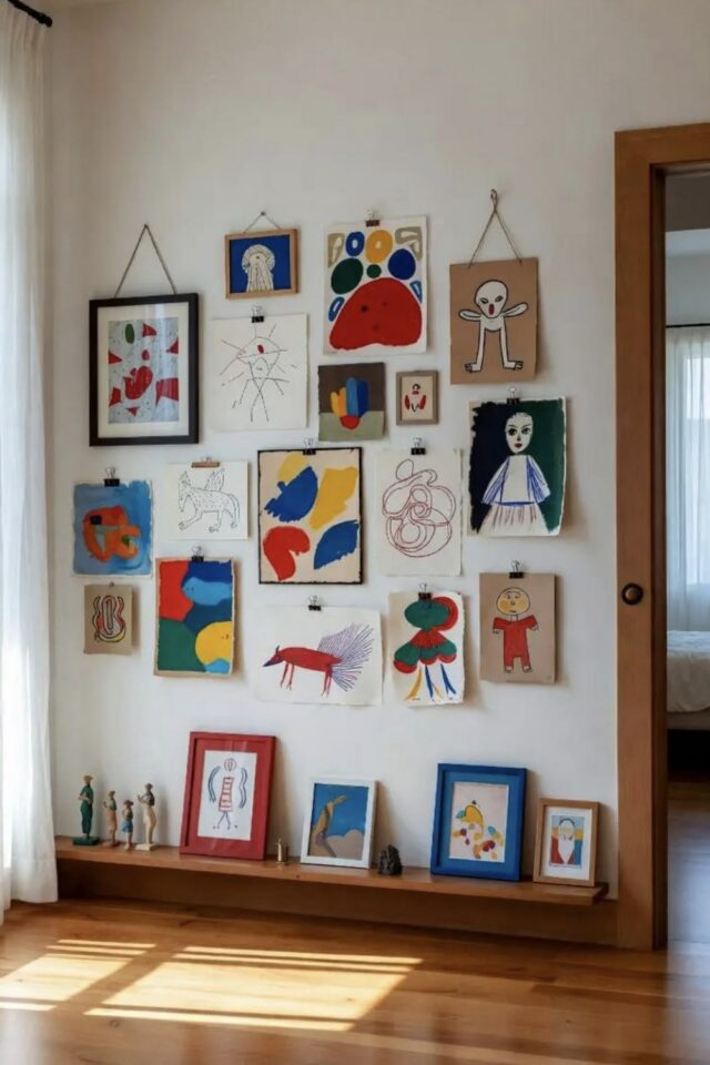 décoration murale personnelle et familiale dessin d'enfant accrochés comme une galerie de cadre décoration murale personnelle et familiale dessin d'enfant accrochés comme une galerie de cadre