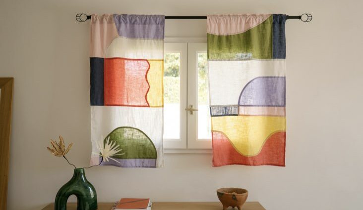 rideau patchwork coloré fait main DIY pojagi